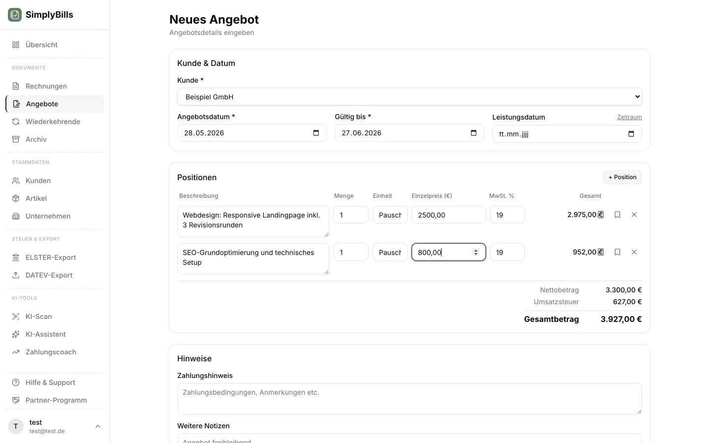 Checkliste Pflichtangaben Angebot Freelancer