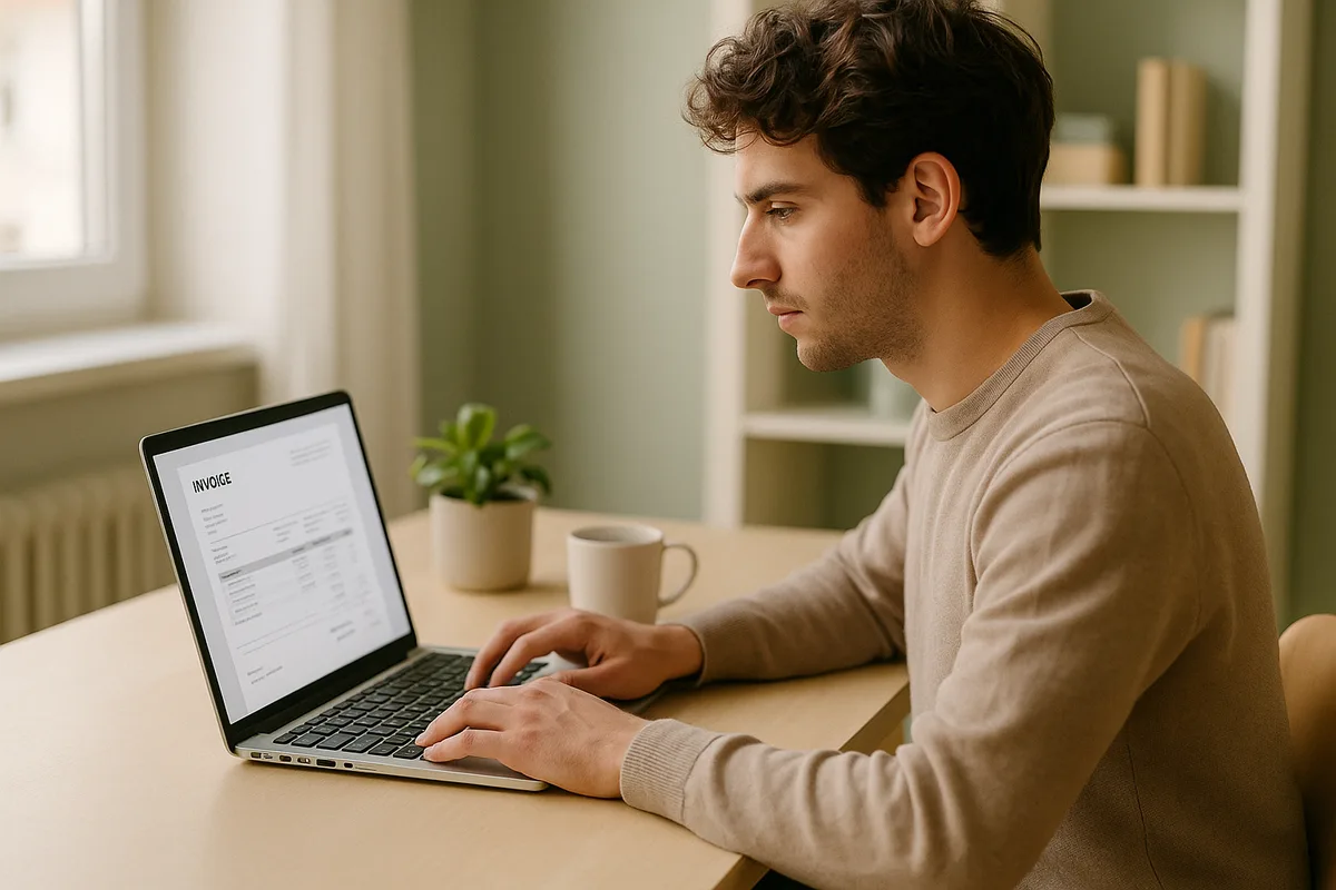 Solo-Selbstständige erstellt am Laptop kostenlos eine XRechnung mit einem Online-Tool
